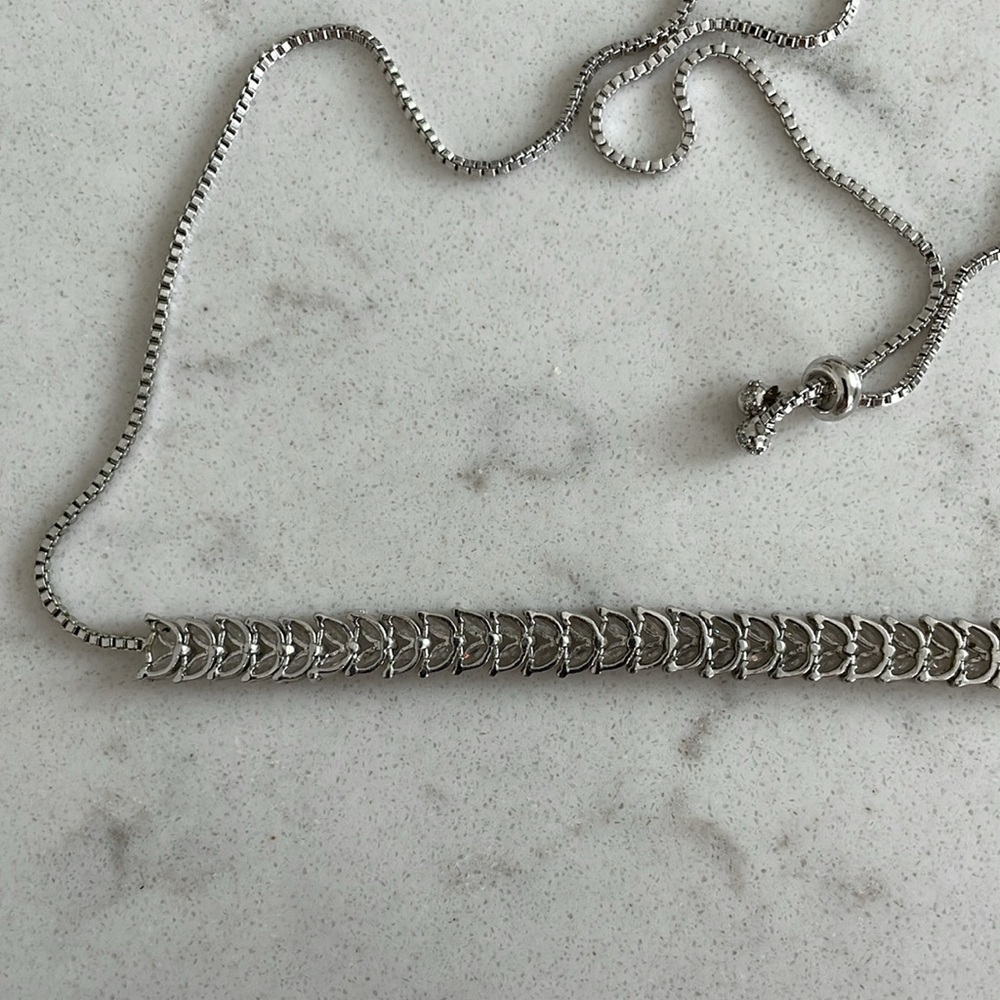 LIM LIM Marquis Cut Clear Crystal/Silver Adjustable Choker/Necklace - Picture 5 of 5